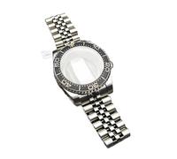 Lasitech 1 pezzo da 41 mm, cassa girevole unidirezionale in argento, cinturino in acciaio inossidabile, vetro zaffiro for parti di movimento della serie NH 35 36 38 39(5-4,7 Inches+Above)