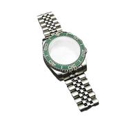 Lasitech 1 pezzo da 41 mm, cassa girevole unidirezionale in argento, cinturino in acciaio inossidabile, vetro zaffiro for parti di movimento della serie NH 35 36 38 39(6-3,7 Inches+Above)