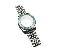 Lasitech 1 pezzo da 41 mm, cassa girevole unidirezionale in argento, cinturino in acciaio inossidabile, vetro zaffiro for parti di movimento della serie NH 35 36 38 39(7-3,2-3.9 Inches)