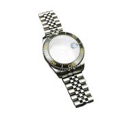 Lasitech 1 pezzo da 41 mm, cassa girevole unidirezionale in argento, cinturino in acciaio inossidabile, vetro zaffiro for parti di movimento della serie NH 35 36 38 39(10-2,7 Inches+Above)