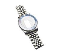 Lasitech 1 pezzo da 41 mm, cassa girevole unidirezionale in argento, cinturino in acciaio inossidabile, vetro zaffiro for parti di movimento della serie NH 35 36 38 39(13-4,2-3.9 Inches)