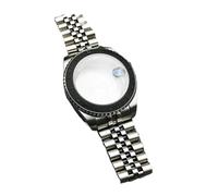 Lasitech 1 pezzo da 41 mm, cassa girevole unidirezionale in argento, cinturino in acciaio inossidabile, vetro zaffiro for parti di movimento della serie NH 35 36 38 39(14-2,2-3.9 Inches)