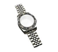 Lasitech 1 pezzo da 41 mm, cassa girevole unidirezionale in argento, cinturino in acciaio inossidabile, vetro zaffiro for parti di movimento della serie NH 35 36 38 39(5-3,2-3.9 Inches)