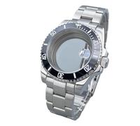 Lasitech 1PC HN35 40mm GMT/SUB Cassa for orologio in argento Vetro zaffiro Lunetta a 120 clic for movimenti NH34/NH36 Accessori Quadrante con data da 28,5mm(Apricot,Glass back cover)