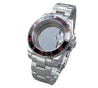 Lasitech 1PC HN35 40mm GMT/SUB Cassa for orologio in argento Vetro zaffiro Lunetta a 120 clic for movimenti NH34/NH36 Accessori Quadrante con data da 28,5mm(P6/613,Glass back cover)