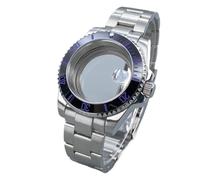 Lasitech 1PC HN35 40mm GMT/SUB Cassa for orologio in argento Vetro zaffiro Lunetta a 120 clic for movimenti NH34/NH36 Accessori Quadrante con data da 28,5mm(Light Beige,Glass back cover)