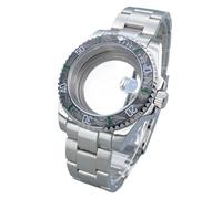 Lasitech 1PC HN35 40mm GMT/SUB Cassa for orologio in argento Vetro zaffiro Lunetta a 120 clic for movimenti NH34/NH36 Accessori Quadrante con data da 28,5mm(P18/22,Glass back cover)