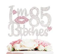 LASKYER Topper per torta con strass rosa per 85° compleanno con scritta "Happy 85th Birthday Cheers to 85 Years Old Bday Party Metal Sparkly Cake Centerpieces Topper Decorazioni Segno.