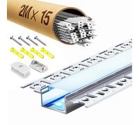 LASLUX 15 profili per cartongesso a LED, 2 m, 2 m, profilo in alluminio, canale da incasso e diffusore per illuminazione indiretta