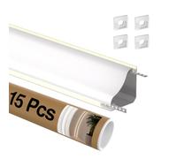 LASLUX 15× Profilo LED Angolare 45° 2M, in Alluminio Bianco per Strisce fino a 9,6 mm, per Illuminazione Indiretta