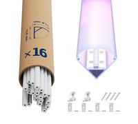 LASLUX 16x Profilo LED 45 Gradi Alluminio Angolare 2M (20mt) - Canalina per Striscia LED con Copertura Opaca - Dimensioni L2000x15.8x 15.8mm - Compatibile con Strisce LED fino a 10mm(V-2M, 16)