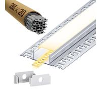 LASLUX 20 guide LED in alluminio, 2 m (40 m), per cartongesso, adatte per strisce LED fino a 20 mm di larghezza o due strisce LED, dimensioni: 61,8 x 13,8 mm, per piastrelle, pannelli di legno