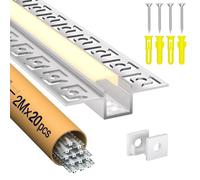 LASLUX 20 x Profilo Alluminio per Strisce LED 2M, Profilo Cartongesso per Barra Led, Installazione Superficiale per Illuminazione Indiretta del Soffitto, Compatibile con Diffusore Led e Canaline led
