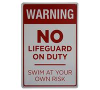 LASMINE No Lifeguard On Duty, cartello per piscina residenziale o commerciale di avvertimento giochi di vita cartelli esterni segnaletici cantiere in latta 20,3 x 30,5 cm