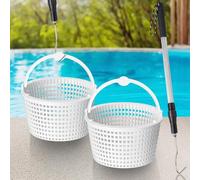 Lasnten 3 cestini per skimmer per piscina interrata, gancio estensibile da 20,3 cm, coperchio filtrante, gancio di sollevamento per accessori per la pulizia, mantiene le mani pulite (16,5 cm)