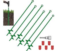 Lasnten Kit di ancoraggio per terra, 6 pezzi, 76,2 cm, con lama a spirale, in metallo, gancio di ancoraggio per spiaggia, sabbia, campeggio, per fissare animali, rifugi, tende, tettoie (verde)