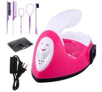 Lasnten Mini ferro piatto per capelli, mini piastra portatile con pratici strumenti per lo styling pettini e fasce in gomma, set per tutti i tipi, parrucche Flyaway, spesse e ribelli