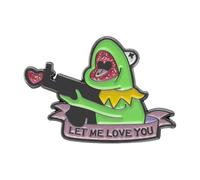 Lass Mich Dich Lieben - Graziosa spilla a forma di rana con cuore rosa glitterato e cecchino