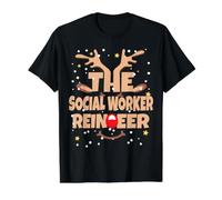 L'assistente Sociale Renna Divertente Natale Assistente Sociale Maglietta con Stampa Grafica Economica, Uomo, Nero, S