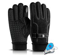 LassZone Men's Winter Leather Gloves Thick Warm Fleece Windproof Gloves Cold Proof Mittens Thermal Gloves for Driving Dress Cycling Motorcycle Camping Outdoor Sports