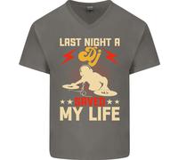 Last Night a Dj Saved My Life Djing Uomo Scollo A V Cotone T-Shirt