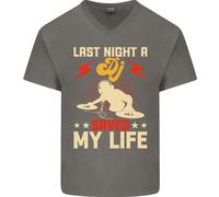 Last Night a Dj Saved My Life Djing Uomo Scollo A V Cotone T-Shirt