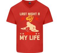 Last Night Un Dj Saved My Life Djing Uomo Scollo A V Cotone T-Shirt