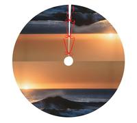 Last Sun Rays Of Over The Sea Waves Print Thickened Christmas Tree Skirts, adatto per albero di Natale festa decorazione