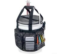 Lastdaytime Borsa a secchiello da pesca con supporto dedicato per canna e pinze, configurazione multitasche per una gestione efficiente dell'attrezzatura