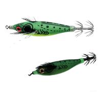Lastdaytime Esca luminosa in legno per gamberetti e calamari, 8 cm, esca da pesca luminosa con gancio BKK per seppie d'acqua salata, design realistico della pancia rotonda per jigging, arancione per