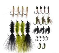 Lastdaytime Esche da pesca a mosca legate a mano, set da 24 pezzi Dry Wet Streamer con ami assortiti per esche, dimensioni miste, per ruscelli, fiumi, laghi e stagni, per pesca d'acqua dolce