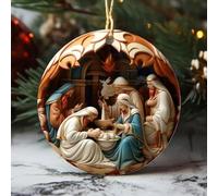 Lastdaytime Ornamento natalizio 2025 con design in vetro colorato acrilico, decorazione da appendere stagionale per l'esposizione dell'albero delle vacanze (B e B)