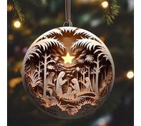 Lastdaytime Ornamento natalizio 2025 con design in vetro colorato acrilico, decorazione da appendere stagionale per l'esposizione dell'albero delle vacanze (F e F)