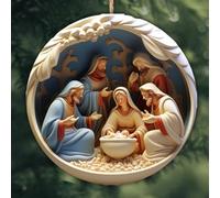 Lastdaytime Ornamento natalizio 2025 con design in vetro colorato acrilico, decorazione da appendere stagionale per l'esposizione dell'albero delle vacanze (C e C)