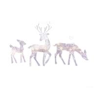 Lastdaytime Set di 3 renne pre-illuminate - 60 luci LED bianco caldo, telaio in ferro resistente alle intemperie per interni ed esterni decorazione per le vacanze (tre set di cervi)