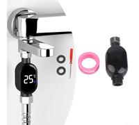 Lastdaytime Termometro digitale a LED impermeabile per doccia e bagno, display con codice colore, connettore in acciaio inossidabile 304 (verso il basso)