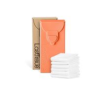 LastTissue - Confezione di fazzoletti di cotone riutilizzabili, sostenibili e durevoli, portatili e lavabili, per uomini e donne, con custodia da viaggio