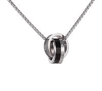 LaSua Collana in acciaio inossidabile per gli uomini Dog Tag Pandent Fashion Mens collana doppio anello ciondolo per uomo donna colore argento uomo onice nero elegante gioielli da uomo, zirconia