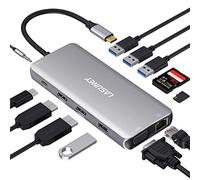 LASUNEY Hub adattatore multiporta 12 in 1 con 2 HDMI, DisplayPort, RJ45, SD/TF, porte USB C/A, PD, microfono/audio, compatibile con MacBook, Dell, HP, Lenovo