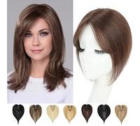 Lasunork Topper per capelli per diradare i capelli, da donna, capelli veri, per aggiungere volume extra di capelli, extension con base svizzera, 25,4 cm (castano chiaro), 1 pezzo