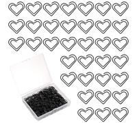 lasuroa 100pz Graffette a Forma di Cuore, Piccole Graziose Graffette in Metallo Cuore Decorative per Appunti Scolastici Documenti Scrapbooking Decorazioni Matrimoni e Progetti Artigianali (Nero)