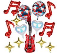 lasuroa 14pz Palloncini a Forma di Note di Chitarra, Palloncini Cuore Stella Quattro Punte Decorazioni per Feste a Tema Musicale per Compleanni Concerti Ed Eventi Tema