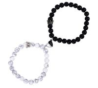 lasuroa 2 Pezzi Braccialetti per Coppie a Distanza, Bracciale Magnetico Cuore d'Amore Braccialetti Coordinati Attrazione Reciproca Braccialetti di Relazione Piccola Corona Regali per Donne Uomini