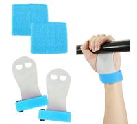 lasuroa 4 Pz Impugnature per Ginnastica e Polsini, Fasce Sudore Impugnature Barra Polso Protezioni Palmi Comodi Guanti Ginnastica Supporto Polso Accessori Sportivi per Esercizi (Blu)