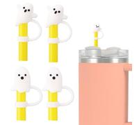 lasuroa 4pz Copri Cannuccia Fantasma per Stanley Bicchiere 30&40 oz, Tappi Cannuccia Halloween in Silicone 10mm Riutilizzabili Accessori Carini Bicchieri per Decorazioni Halloween (2 Stili, Bianco)