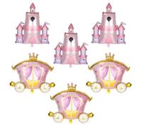 lasuroa 4pz Palloncini per Feste di Compleanno a Forma Principessa, Palloncini Rosa a Forma Castello e Carrozza per Decorazioni di Compleanno Baby Shower Addio al Nubilato