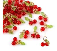 lasuroa 50 Pezzi Ciondoli Ciliegia Rossa, Carini Frutta Vetro Perline a Forma di Ciliegia per Creazione di Gioielli Collane Bracciali Orecchini Portachiavi Artigianato Accessori Fai Da Te
