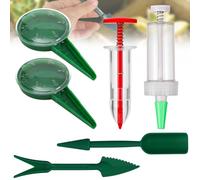 lasuroa 6 pz Mini Spargitore Semi Set, Dispenser Semi Plastica Rotondo Strumento Manuale Fioriera Semi Portatile Dibber Widger Strumento Seminatore Manuale per Semi Piccoli, Carota, Lattuga, Fiore