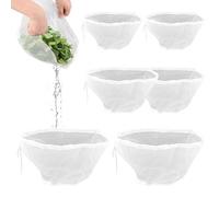 lasuroa 6 Sacchetti in Nylon a Forma di Ciotola per Latte Noci, 3 Misure Sacchetti in Tela di Formaggio Filtro a Maglia Fine Riutilizzabile per Latte Mandorle Yogurt Greco Succhi Caffè (bianco)