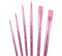 lasuroa 6pz Set di Pennelli, Setole Nylon Rosa Pennello per Pittura Acrilica Punta Tonda e Piatta Pennelli Artisti per Olio Acquerello Viso Unghie Body Art Dettagli Pittura Su Roccia